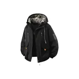 Чёрный хлопковый пуховик