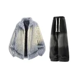 Холст Черный + Черный Джинсы с Флисовой Подкладкой