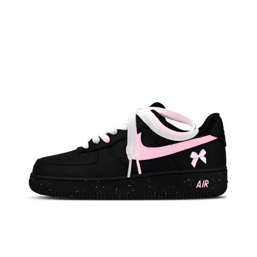Nike Air Force 1 Бабочка Etiquette Устойчивые к истиранию Низкие Кроссовки для скейтбординга Женские Черные Розовые