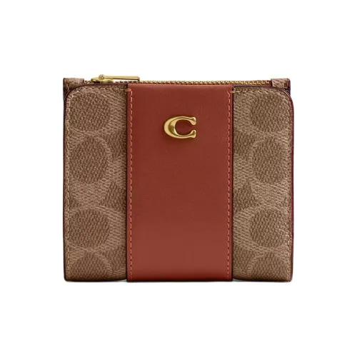 COACH EssentialBillfold Кошелек с покрытием из холста и телячьей кожей минималистский женский кошелек