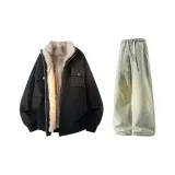 Чёрный + Желтый Грязь Джинсы с Флисовой Подкладкой