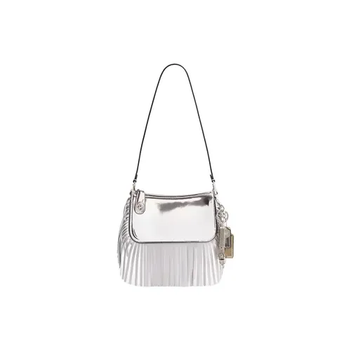 COACH Penn Кожа Плечевая Сумка Маленькая Женская Серебряная