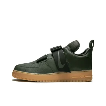 Nike Air Force 1 Кожа Низкие Кроссовки для скейтбординга Унисекс Армейский зеленый