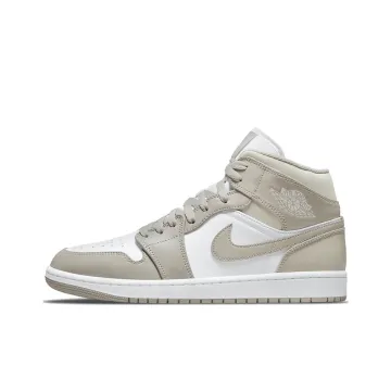 Jordan Air Jordan 1 MID 'Льняная ткань' MID Топ Винтажные баскетбольные кроссовки Мужской Светлый костный