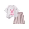 M Вспышка Knot Rabbit Soft Peach Pink+Solid Color Soft Peach Pink
