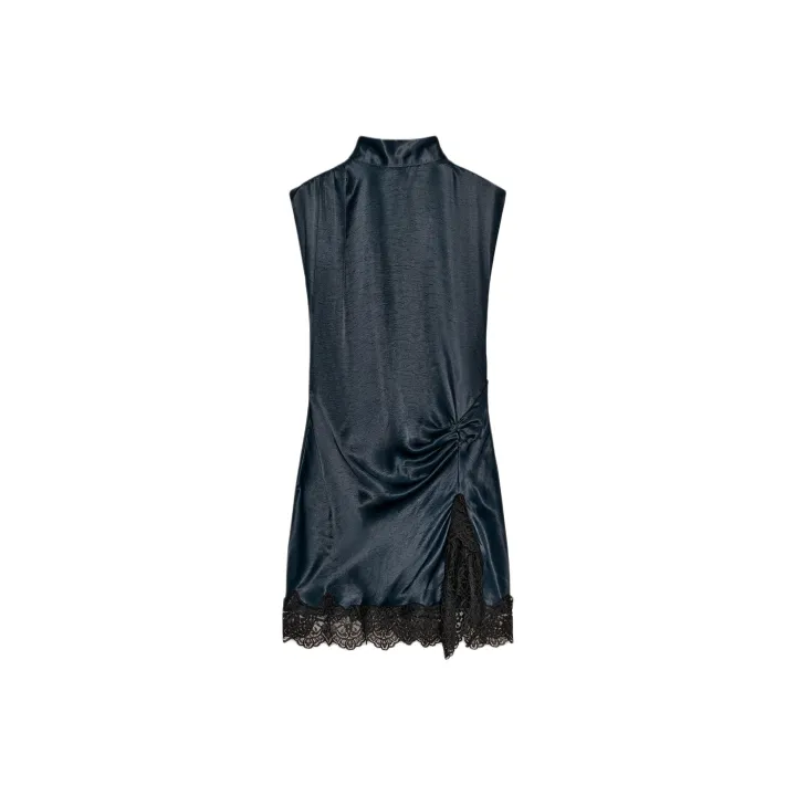 zara blue fringe dress Roame. ISCHIA FRINGE DRESS S