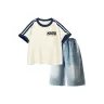 MH Mark K Almond White + Однотонный Деним Синий