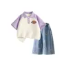 Standard Size K Purple White + Solid Color Denim Blue  
Стандартный размер K Фиолетовый Белый + Однотонный Деним Синий