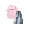 MF Круглый Логотип Pearl Powder + Однотонный Джинсовый Синий