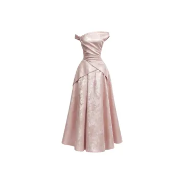 ted baker gabie dress pink TED BAKER Gabie One Shoulder Drape Midi Dress