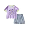 Ромашка Knot Minnie Небесный Фиолетовый + Однотонный Джинсовый Синий