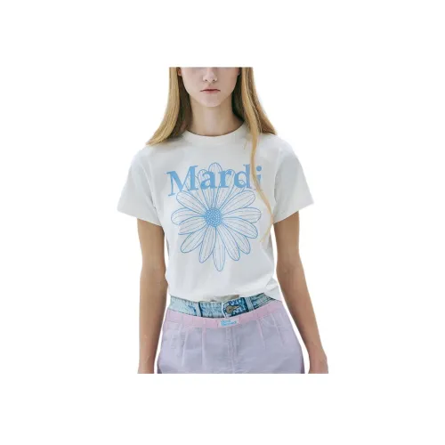 MARDI MERCREDI T-рубашка Женская Белая Корейский стиль