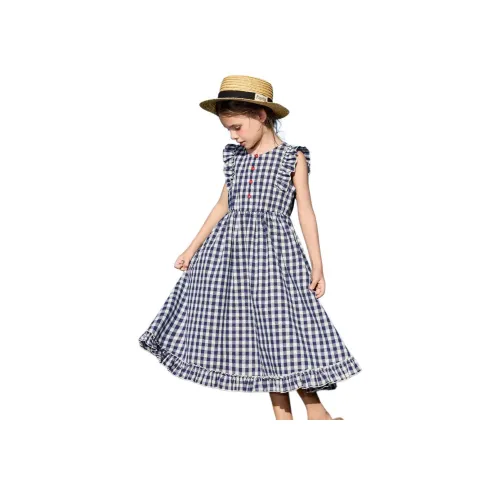 Платье Летнее Сине-Белое Клетка Детское