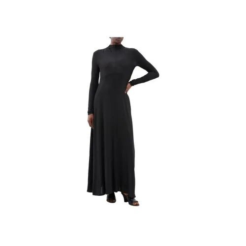 JIL SANDER Черное Женское Длинное Платье с Рукавами