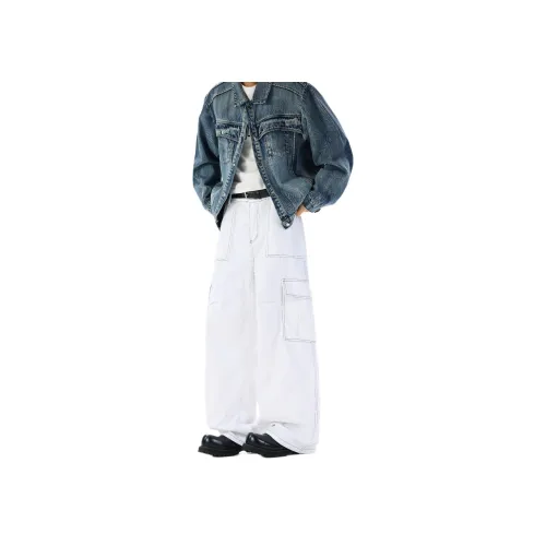 KAIZZGAO Белый Мужской Джинсы