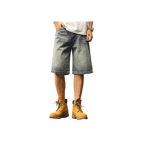 JIELEINUO Blue Men's Denim Shorts JIELEINUO Синий Мужские Джинсовые Шорты