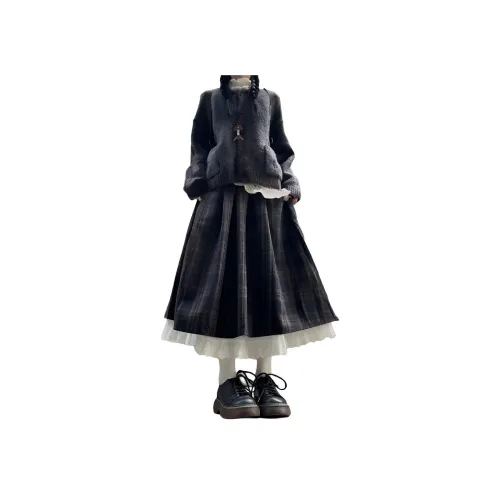 RDRE Клетчатый Женские Повседневные Длинные Юбки