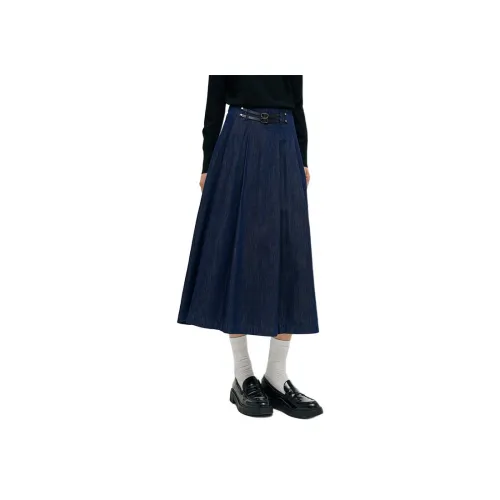 GOELIA Denim Длинная Юбка Женская Темно-синий