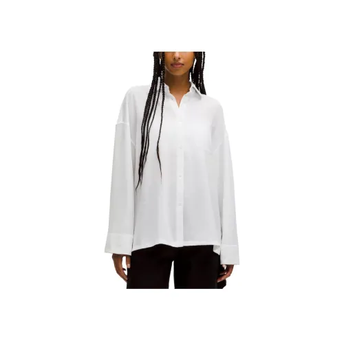 lululemon Светлый Вязаный Ткань OVERSIZED Рубашка Женская Белая