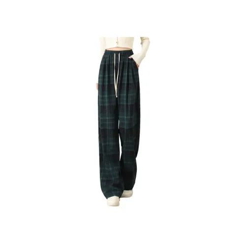 YAYANGREN Повседневные брюки женские зеленая клетка