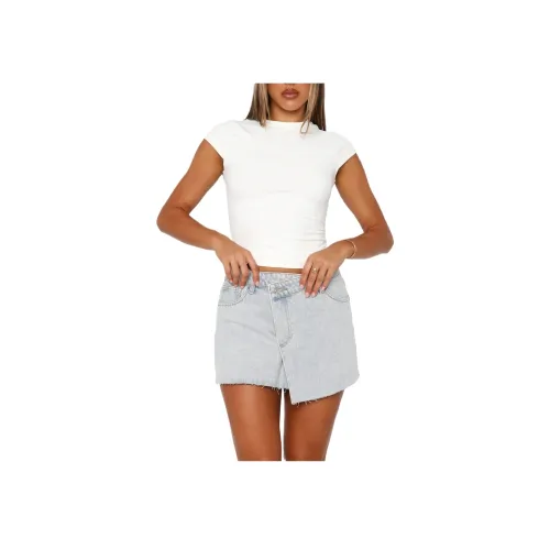 WHITE FOX Best For Last Denim Mini Skirt Glacier Blue Джинсовые короткие юбки Женские