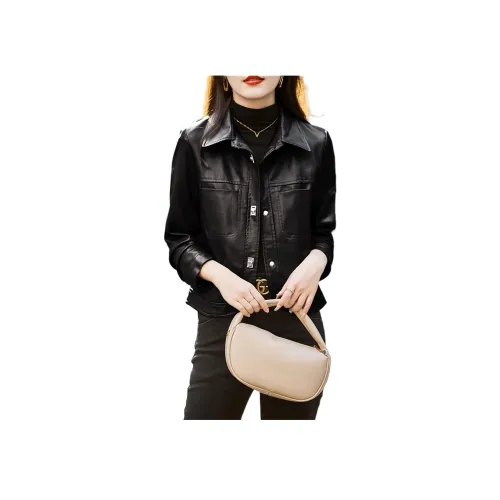 Yi Mengyuan Кожа Куртка Женская