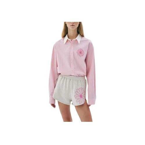 MARDI MERCREDI SS25 OXFORD Рубашка STRIPE_Pink Pink Рубашка Корейский стиль Женская Pink