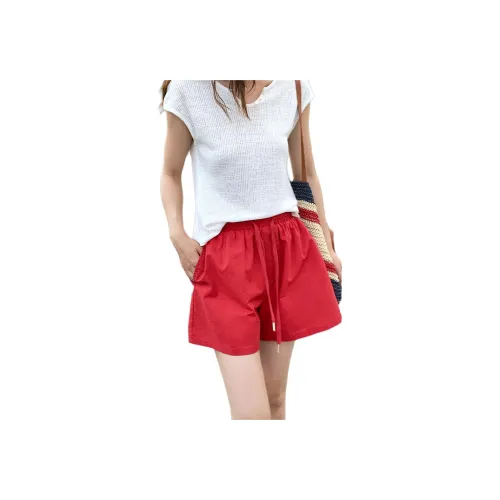 NANING9 Red Women's Casual Shorts NANING9 Красный Женские Повседневные Шорты