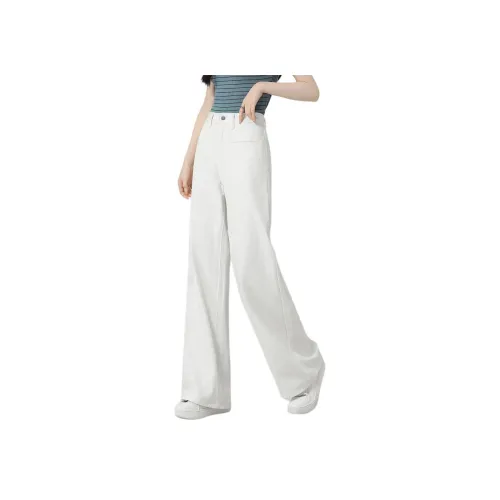 BALENO Однотонные Свободные Брюки Прямого Кроя HIGH RISE Силуэт 100% Хлопок Модные Драпированные Универсальные Летние