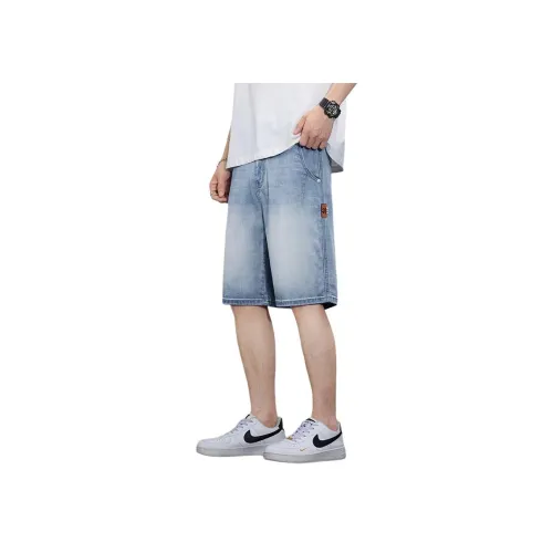 GEOREFOOL 2382 Light Blue Men's Denim Shorts GEOREFOOL 2382 Светло-синие мужские джинсовые шорты