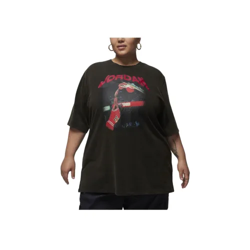 nike x Jordan Рукав с спущенным плечом T-рубашка Женская Черная