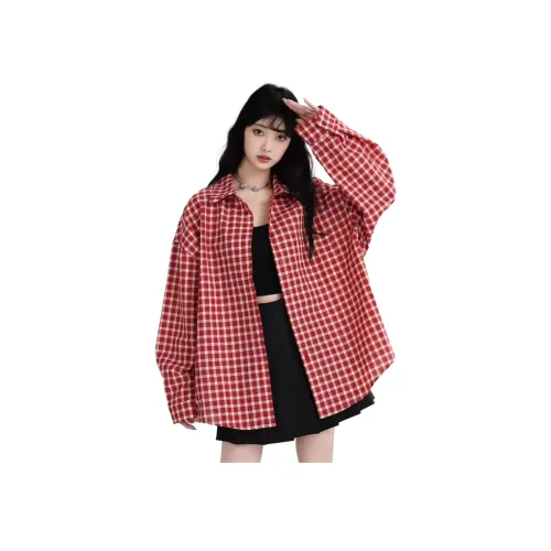 REXSHION Red Unisex Shirts REXSHION Красные Унисекс Рубашки