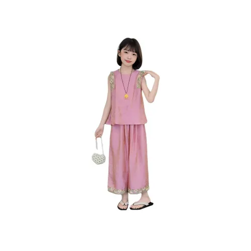 TONYBEAR 2025 Летний Без рукавов Кружево с отделкой Китайский стиль Двухкомпонентный комплект