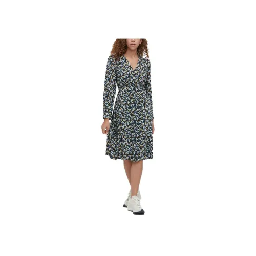 UNIQLO Морской синий Женские Длинные Платья с Рукавами