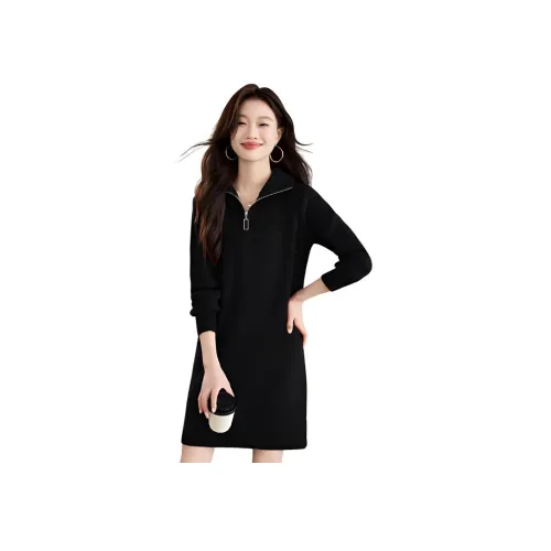 Корейский стиль длинный рукав платье женское