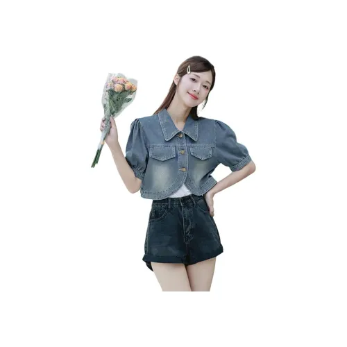 Garbege Синий Куртка Женские Джинсовые куртки