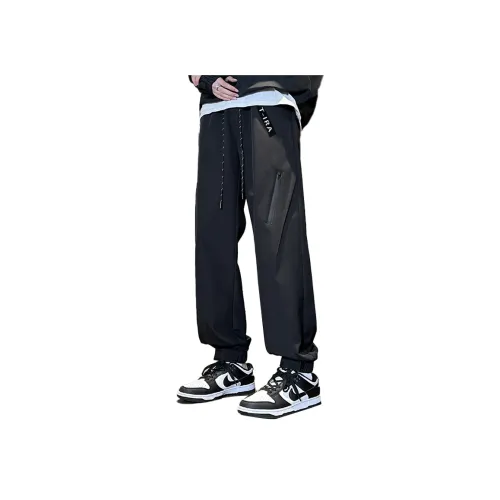 T IRA Черный Нет Логотип Пряжка Унисекс Повседневные Штаны