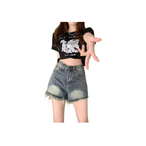 RENBEN Винтажные синие женские джинсовые шорты