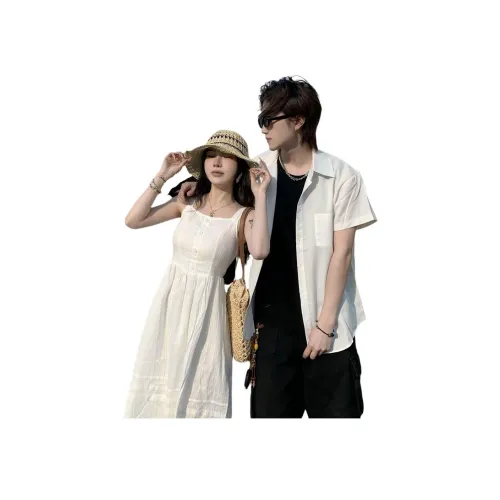 QYPRF Одежда для пары Женские Платье + Мужская Рубашка Женские Парные Комплекты