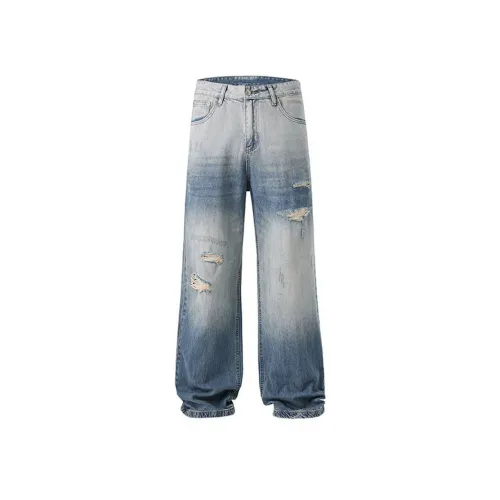 98SQUID Винтажные светло-голубые унисекс джинсы