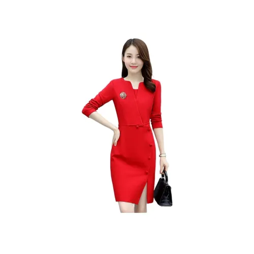 Fele.d Длинное платье с длинными рукавами женское