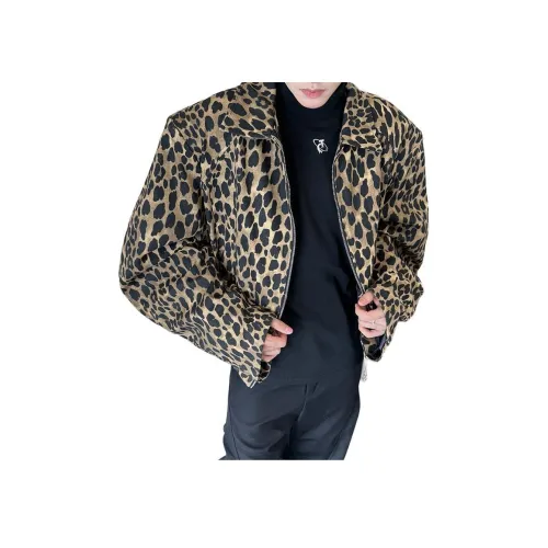 K411 Леопардовый принт Унисекс Джинсовые куртки