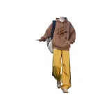 Светлый кофейный свитшот + желтые штаны