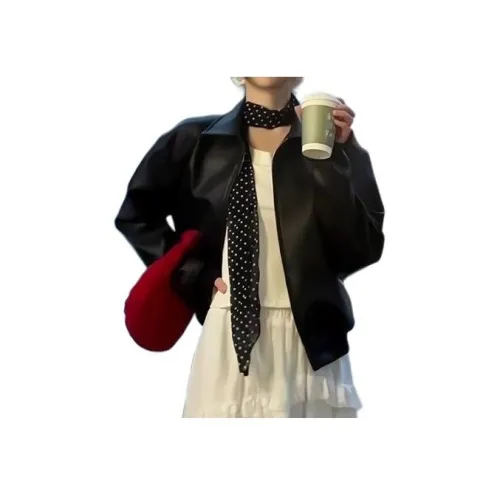 MCGB Черные Женские Кожаные Куртки