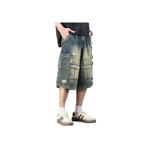 FRALAARRI Винтажные синие мужские джинсовые шорты