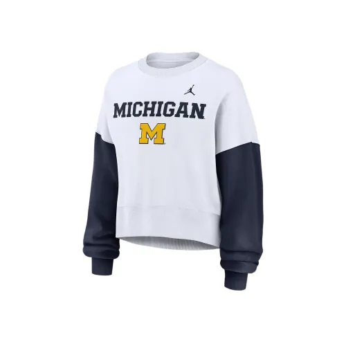 Jordan Michigan Wolverines Primetime COLLEGE Свитшот Женская Белый Синий