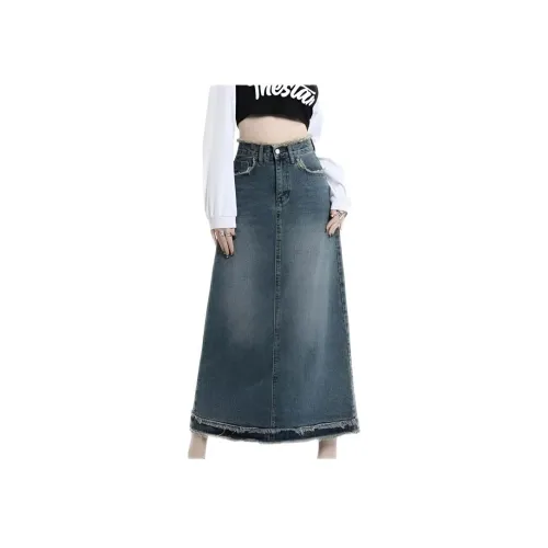Genius Pooh Denim Long Skirt Women's
