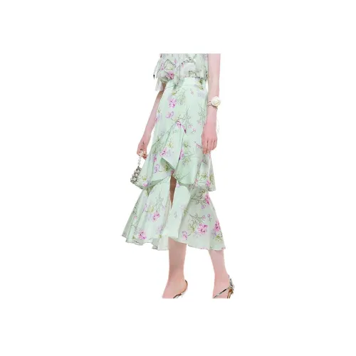 COCOON Сад Resort Премиум Подол Slit Дизайн Винтаж Рюши Повседневный Длинный Юбка Женские Жаккард