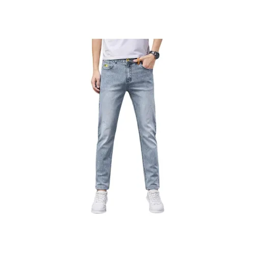 Мед Светло-синий Унисекс Джинсы