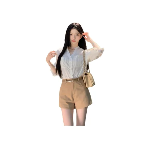 MTHE Белый+Хаки Женские Повседневные Костюмы